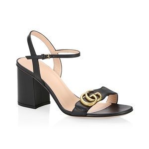 Gucci Marmont Leather Mid-Heel Sandals